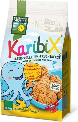 Obrázek produktu pro Karibix - Celozrnné ovesné ovocné sušenky 125g