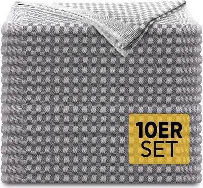 Produktbild von Geschirrtücher aus 100% Baumwolle, 50x70 cm, 10er Set, dunkelgrau kariert