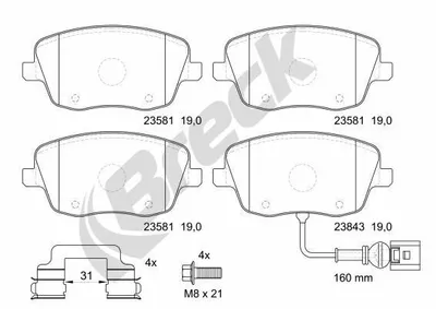 Produktbild von BRECK Bremsbeläge Satz Vorne Bremsklötze für VW POLO (9N) 23581 00 702 10