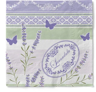 Produktbild von Tissue Serviette Frieda, 33 x 33 cm, 3-lagig, 100 Stück - Mank - Lavendel