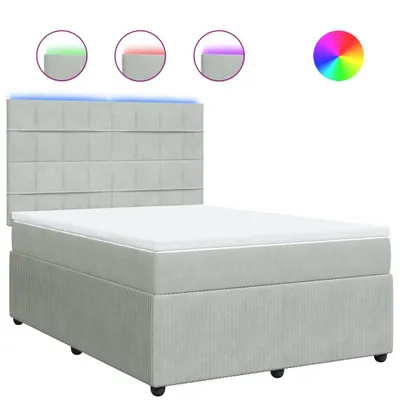 Produktbild von Boxspringbett mit Matratze Hellgrau 160x200 cm Samt