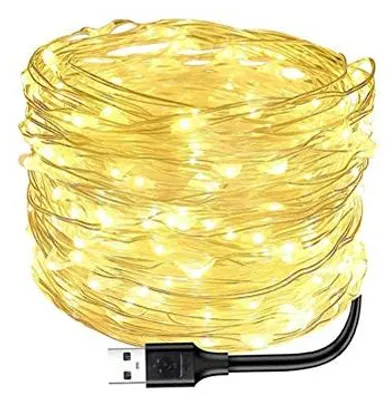 LED Lichterkette, Kupferdraht, warmweiß, 5 m, wasserdicht