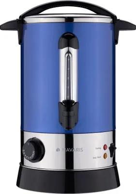 Produktbild von Navaris Glühweinkocher Heißwasserspender aus Edelstahl - 6,8l - mit Thermostat Füllstandanzeige Zapfhahn - Glühwein Heißgetränkeautomat Blau