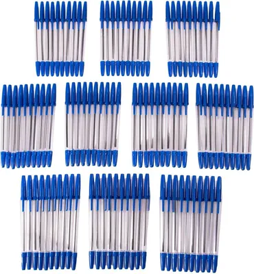 Produktbild von SIDCO Kugelschreiber 100 x Schreiber Kuli blau + Schutzkappe blaue Schreibstift Mine