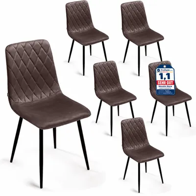 Produktbild von Lina® Elisia Esszimmerstuhl im modernen Design - Samt - Bequemer Stuhl für Ihr Esszimmer, hochwertiger Stoff, ergonomische Form - 6er Set - Braun, KI-generiertes Bild