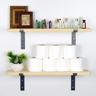 Produktbild von Skye Decor, Lam001, Dekoratives Wandregal aus Holz, Schwarz, 100 % FICHTENHOLZ, 60 x 14 x 16 cm