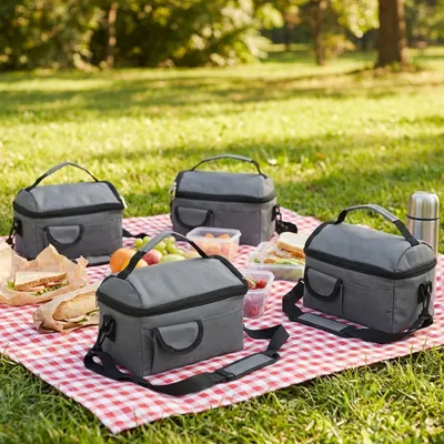 Produktbild von 4er-Set Mini-Kühltasche, faltbar, 6l: Hält Snacks & Getränke frisch – Ideal für Picknick & Büro – Kompakt, leicht & auslaufsicher