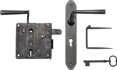 Produktbild von Rustikales Schlossset Drau BB, links, DM 73,5, Eisen verzinkt schwarz patiniert
