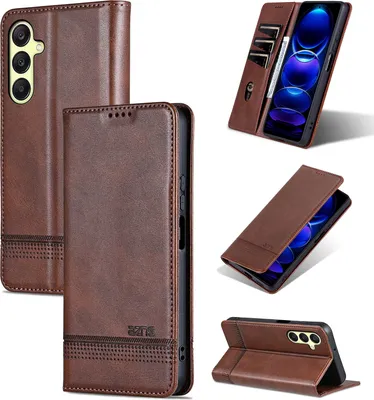 Produktbild von Leder Hülle für Samsung Galaxy A26, Klapphüllen Brieftasche Magnetverschluss Ständer Schutzhülle Kaffee