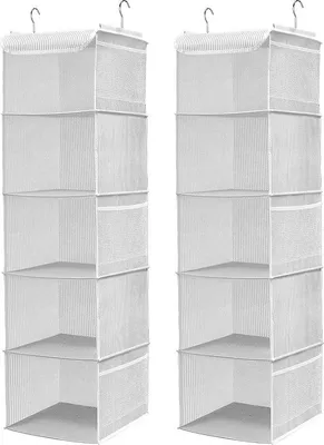 Immagine prodotto di Set di organizer per guardaroba, 2 pezzi, 30 x 30 x 108 cm, 6 cassetti in rete, 5 scomparti