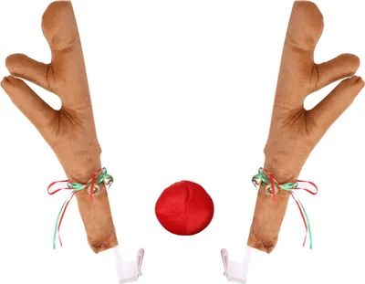 Produktbild von Auto-Rentier-Geweih-Nasen-Set, süß, lustig, mit Glöckchen für Weihnachtsdekoration, Khaki