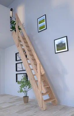 Zdjęcie produktu dla Oszczędzające miejsce schody Samos z balustradą z drewna dębowego - zwężane stopnie / naprzemienne stopnie