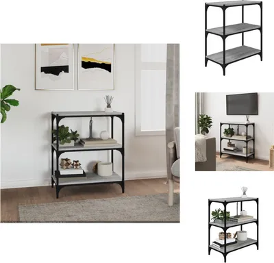 Obrázok produktu pre vidaXL Regál Grey Sonoma 60x33x70,5 cm Materiál na báze dreva a ocele - Regály a knižnice