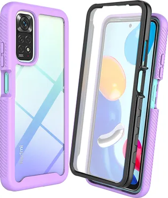 Produktbild von Redmi Note 11S Hülle, TPU Bumper mit Eingebautem Displayschutz 360 Grad Komplettschutz Schutzhülle für Xiaomi Redmi Note 11 / Note 11S Lila