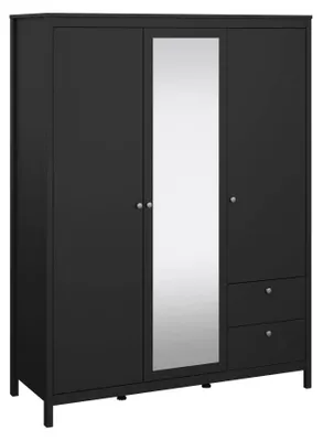 Produktbild von Kleiderschrank 3 Türen Helise, Schlafzimmermöbel, Schrank, Garderobe, 150x58 h199 cm, Schwarz
