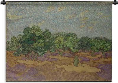 Produktbild von MuchoWow® Wandteppich Wandbehang Olivenbäume - Vincent van Gogh 90x67.5 cm Tapisserie Dekoration Wandtuch - Fototeppich - Wand-Skulpturen