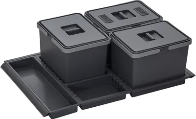 Produktbild von Abfallsammler Metropolis PTC28 08050 7F 15+15+15L mit Deckel Müllsystem für Auszug Korpusbreite 80 cm