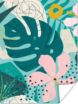 Produktbild von MuchoWow® Poster Pflanzen - Illustration - Pastell - Kinder - Mädchen - Kinder 120x160 cm - Wandbilder