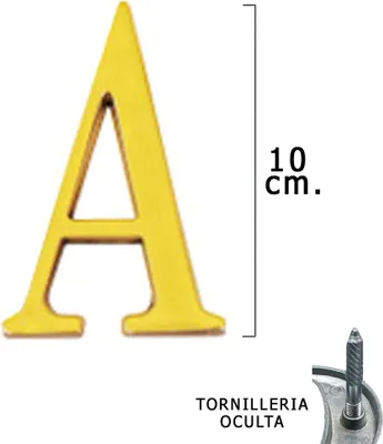Image de Lettre "A" Wolfpack en laiton 10 cm + vis - blister de 1 pièce
