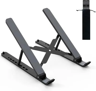 Immagine prodotto di Supporto regolabile per laptop da ufficio - Supporto regolabile per laptop - Raffreddamento ventilato - Per laptop da 10 a 15,6 pollici e tablet - Nero