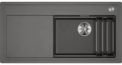 Granit-Spüle ETAGON XL 6S, Vulkangrau, 100x51x20,2 cm, Einbau von oben