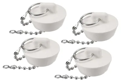 Productafbeelding van Afvoerstoppen, 4 stuks, rubber, wit, voor een diameter van 29-32 mm, ofwel 1-1/8" tot 1-1/4"