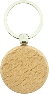 Produktbild von CombiCraft Schlüsselanhänger aus Holz Rund 40x40 mm - pro 50 Stück - Ohne Aufdruck