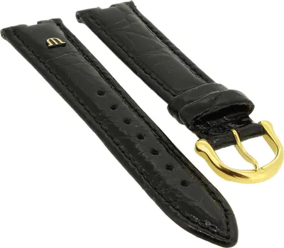 Produktbild von Maurice Lacroix | KROKO ALHAMBRA Uhrenarmband | mit Naht, schwarz , Stegbreite:18mm, Schließe:Gelbgolden