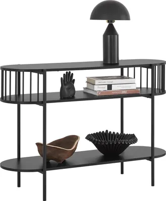 Zdjęcie produktu dla FSB90 - Stolik konsolowy - Metal, Industrialny design, Ze schowkami, Do przedpokoju, 110 x 39 x 76 cm - Czarny