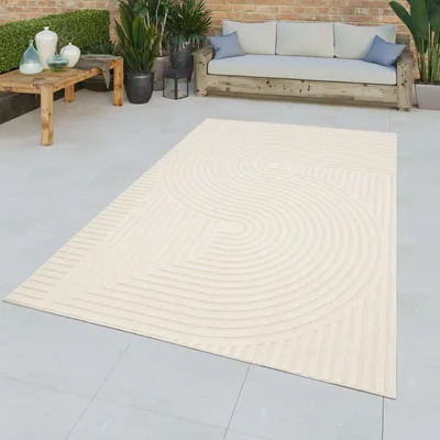 Produktbild von TT Home In-& Outdoorteppich Wetterfest Terrasse Esszimmer Abstraktes Retro Design 3D Größe 80x150 cm