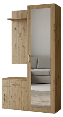 Produktbild von Margaret Hadas24 Garderobe PATRICIA 100 cm mit Spiegel, Flurgarderobe mit Schuhschrank und Schublade, Dielengarderobe, Garderobenset (artisan)