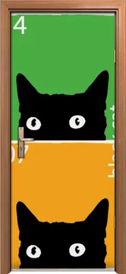 Produktbild von Türposter 80x200 cm Türaufkleber Türtapete Türfolie Klebefolie Moderne schwarze Katze Pop Kunst