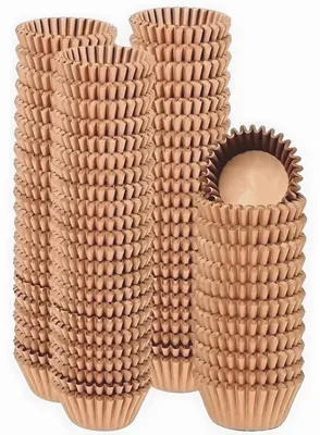 Produktbild von Mini-Muffinförmchen - 500 Stück aus lebensmittelechtem Papier - Backförmchen für Gebäck - Braun - Kleine Größe