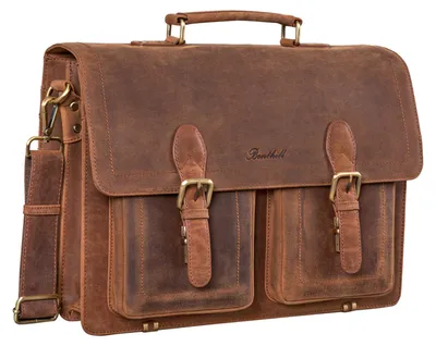 Produktbild von Benthill Aktentasche aus Echtleder - Lehrertasche - Umhängetasche - Leder-Tasche Business - Große Leder Herren Arbeitstasche aus Büffelleder