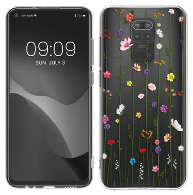 Produktbild von kwmobile Case kompatibel mit Xiaomi Redmi Note 9 - Hülle Silikon transparent Wildblumen Ranke Mehrfarbig Transparent