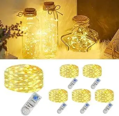 6er-Pack Lichterketten 2m 20 LED warmweiß mit Timer