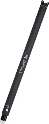Produktbild von Legami - Radierbarer Gelschreiber, Kugel am Ende zum Entfernen der Tinte, ohne das Blatt abzunutzen - Schwarze Tinte, temperaturempfindliche Tinte, 0,7 mm Durchmesser der Spitze - Kitty-Thema