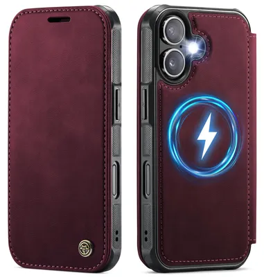Produktbild von iPhone 16 Hülle - CaseMe 053 Slim Book Case - MagSafe Compatible - Rot