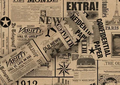 Produktbild von Braun + Company Geschenkpapier 2mx70cm, By Nature braun News schw., Geschenkpapier, Mehrfarbig, Muster, Papier, 2 m, 70 cm