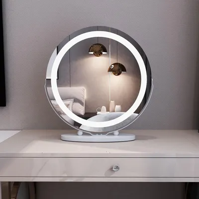 Runder Make-up-Spiegel 50 cm, dimmbar, 3 Lichtfarben, 360° drehbar