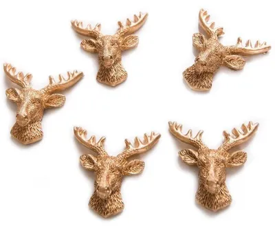 Produktbild von 5 kleine Hirsch Geweih Streuteile Hirschkopf mit Klebepunkt zum Basteln