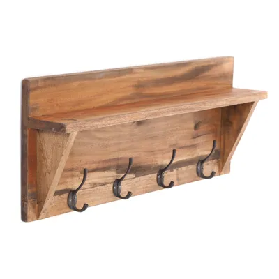 Produktbild von WANDGARDEROBE MIT REGAL "VINTAGE" | 60x26cm (BxH)  | Kleiderhaken | Farbe: 01 natur-vintage