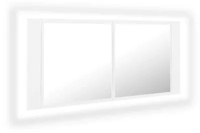 Produktbild von Spiegelschrank mit RGB LED Beleuchtung Badschrank Badezimmerschrank Wandspiegel Badspiegel für Bad Badezimmer mit Ablagefächern 100x12x45 cm Weiß