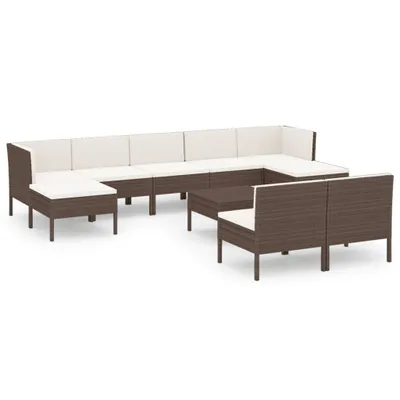 Produktbild von vidaXL 10-tlg. Garten-Lounge-Set mit Auflagen Poly Rattan Braun