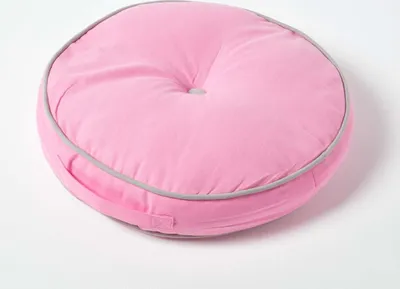 Immagine prodotto di Cuscino da terra HOMESCAPES rotondo rosa e grigio 100% cotone con imbottitura in poliestere Ø 43 cm