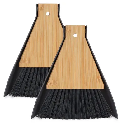 Mini Tischbesen-Set 2er-Pack, Handfeger grau/schwarz