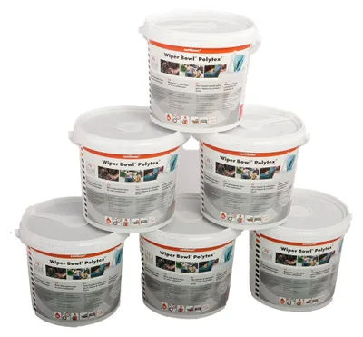 Produktbild von ZVG Wiper Bowl Polytex Reinigungstücher feucht 6 x 72 Tücher 25x25 6Eimer
