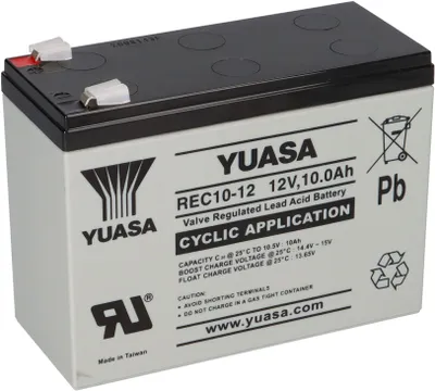 Produktbild von Yuasa Blei-Akku REC10-12 Pb 12V / 10Ah Zyklenfest, Faston 6,3 mm