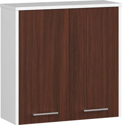 Obrázek produktu pro Závěsná koupelnová skříňka: dvoje dvířka, dvě police, barva: bílá|Wenge, rozměry nábytku: Š: 60 cm, V: 60 cm, H: 22,5 cm.