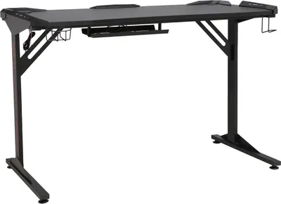 Produktbild von AMAR Computertisch schwarz 120x60 cm mit LED, Kabelorganizer, Getränkehalter & Kopfhörerhaken